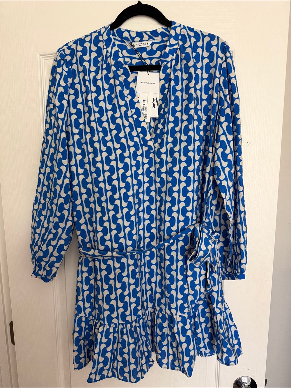 Zara Blue and White Printed Mini Dress Paula NWT New summer beach boho